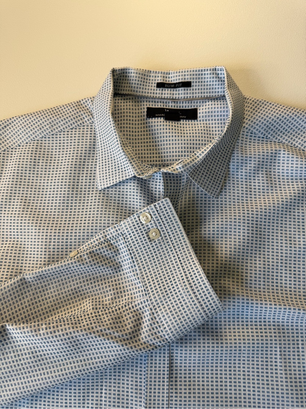 Slim Fit Blue Patterned Men's Dress Shirt by Marc Anthony